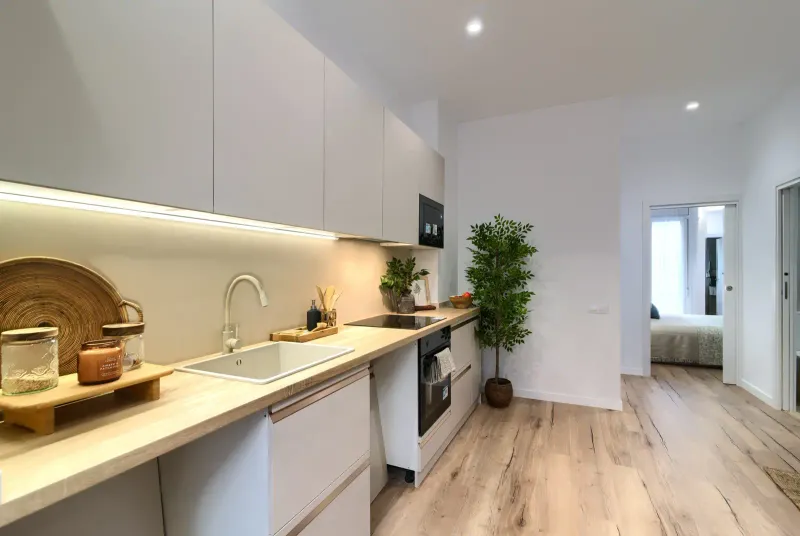 Patio privado incorporado al programa residencial tras el cambio de uso de local a vivienda, proyecto Vion en Ruzafa