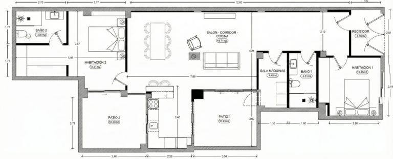 Planta baja reformada en venta en el Cabanyal: Doble patio y 50 m² de salón en C/ Ramón de Rocafull